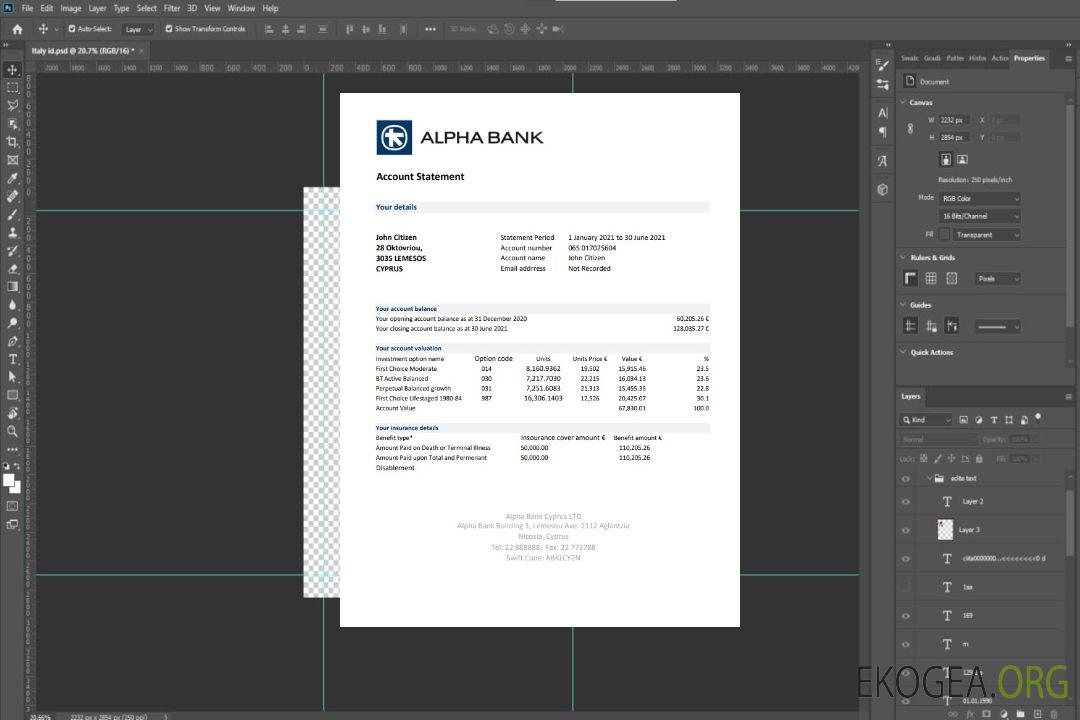 Relevé de Chypre Alpha Bank modèle facile à remplir au format Excel et PDF template